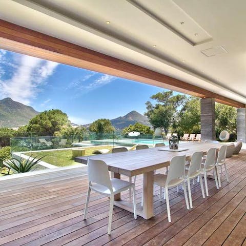 Indulge in a chef-prepared dining experience in your outdoor dining room