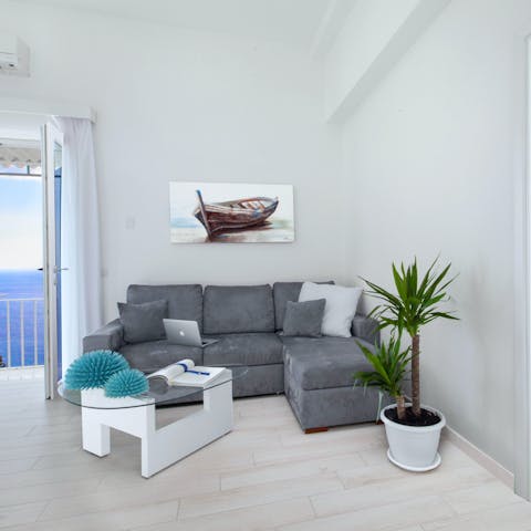 Put your feet up on the sofa before heading out to dinner