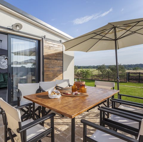 Enjoy some Croatian sweet treats at the alfresco dining area