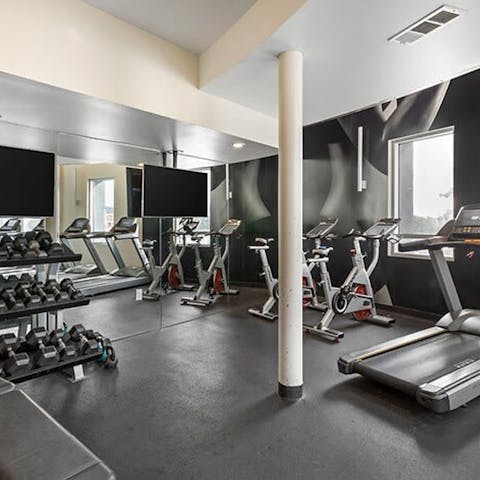 Kickstart your day with a workout in the communal gym