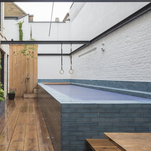 Spend some time in the private pool and enjoy a refreshing outdoor shower