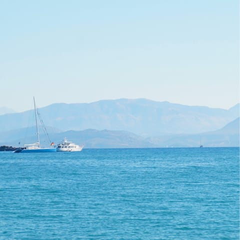 Hop in the car and take the short six-minute drive to Paramonas Beach