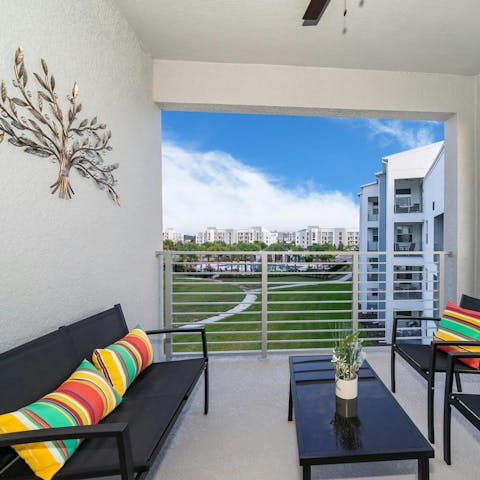 Sip your morning coffee on the private balcony