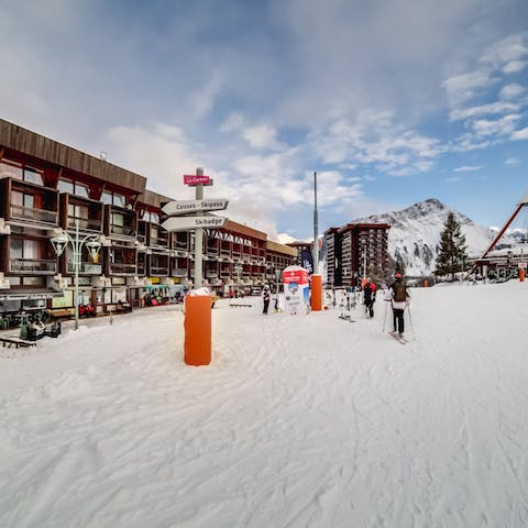 Hop on the ski lift straight down to the slopes