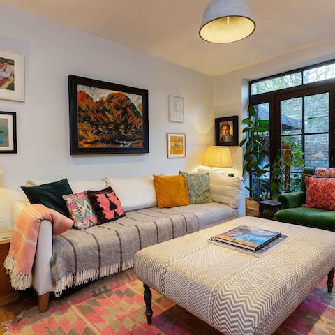 Relax in the cosy living area after a busy day of walking