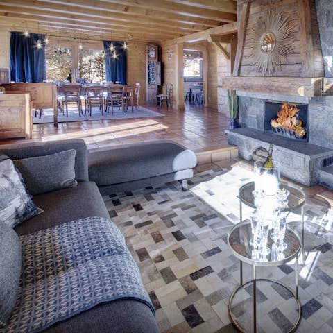 Return from a day in the snow to curl up by the fire