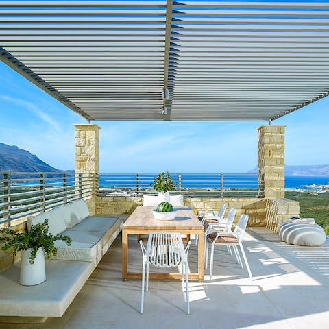 Eat lunch and dinner alfresco on the covered terrace