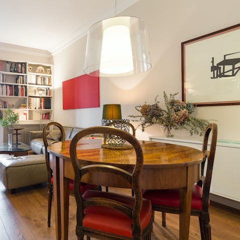 Sit down at the dining table with a selection of homemade tapas