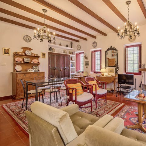 Admire the antique furnishings