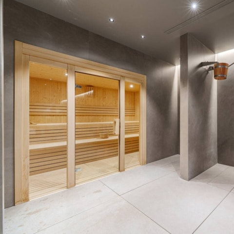 Unwind in the communal sauna after a beach day