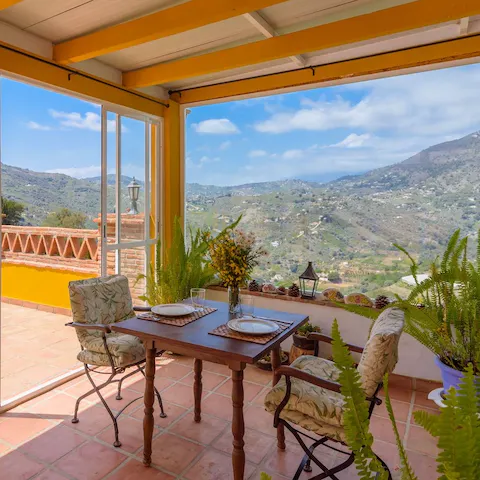 Enjoy intimate meals overlooking the herbaceous hills of the