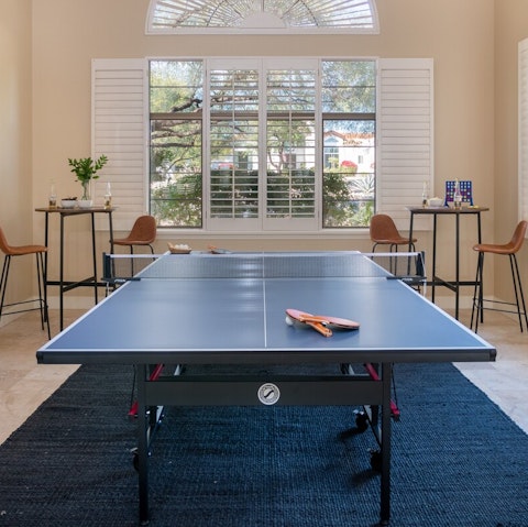 Challenge your friends to a game of table tennis