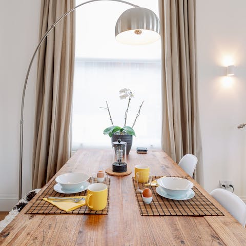 Gather the group for breakfast around the dining table