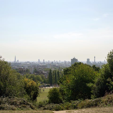 Look out across the city from the top of Hampstead Heath