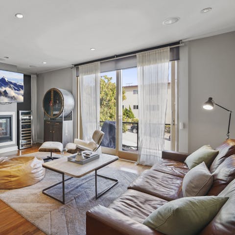 Make yourself at home in the modern, open-plan living area