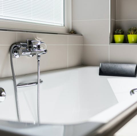 Soak in the bathtub after days spent soaking up the sights of Moraira