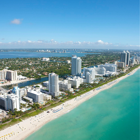 Stay a ten-minute drive from Miami Beach