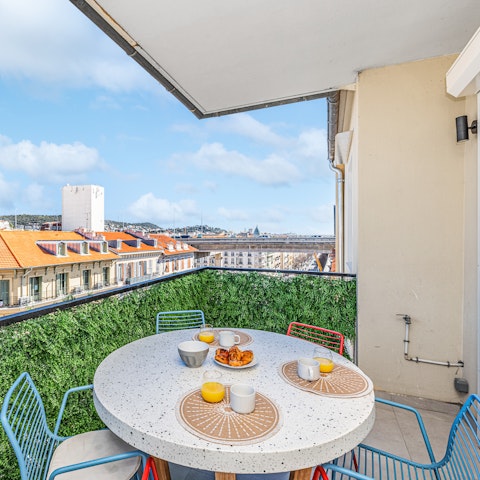 Tuck into croissants for breakfast on the private balcony