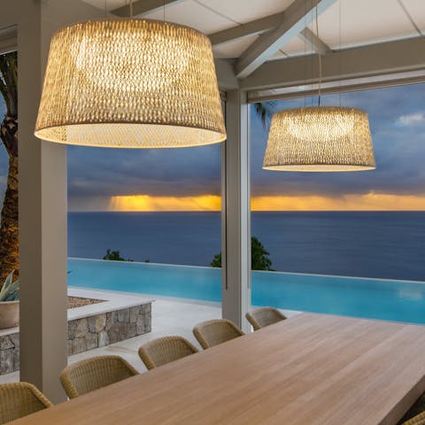 Serve up dinner outside on the deck with a side of gorgeous coastal views