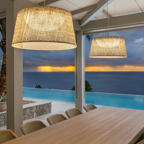 Serve up dinner outside on the deck with a side of gorgeous coastal views