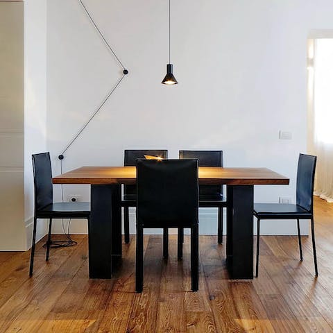 Host dinner parties in the stylish dining space when the weather's not on your side