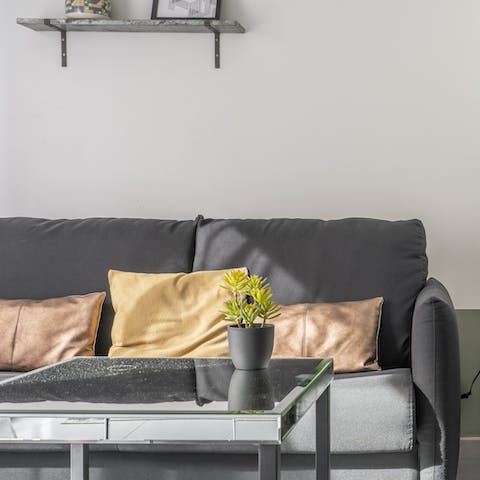 Take a moment to relax on the sofa after a busy day sightseeing
