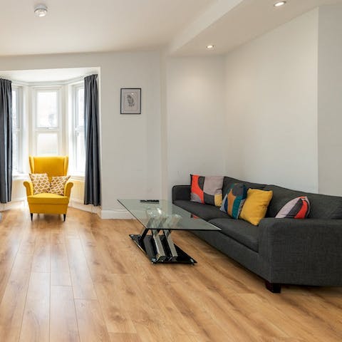 Choose to relax in the armchair or on the sofa with a cuppa in hand