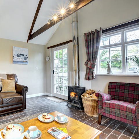 Curl up by the wood-burning fire with a good book