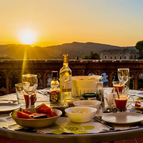 Sip a glass of Sangria at sunset on the serene terrace