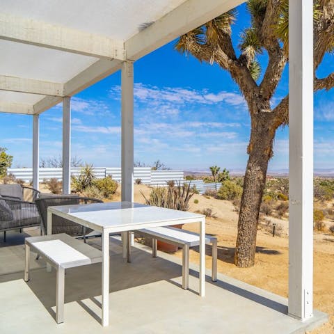Enjoy mealtimes with a view of the stunning rugged landscape
