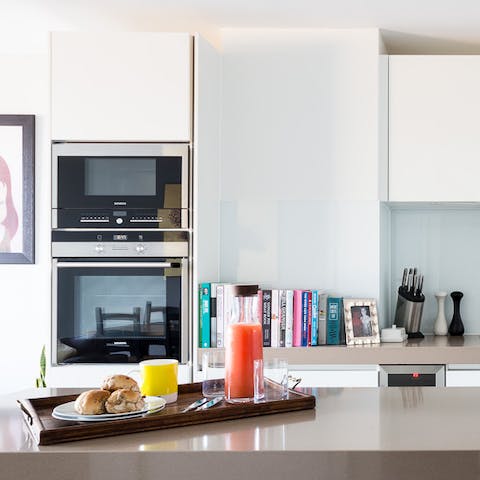 Have breakfast in the beautiful kitchen