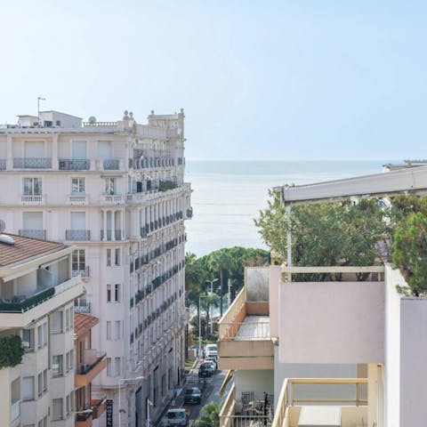 Admire the glimpse of sparkling Mediterranean Sea