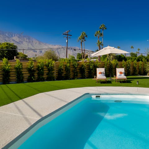 Admire mountain views from the private pool
