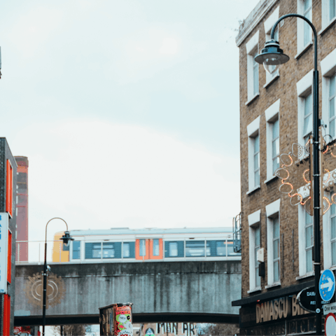 Visit the vibrant Shoreditch High Street, a ten-minute bus ride away