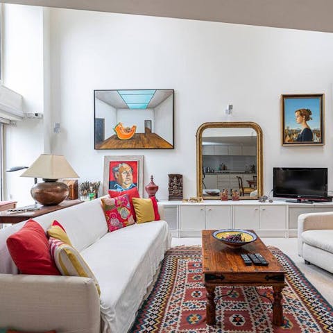 Relax with your holiday read in the light, bright living area