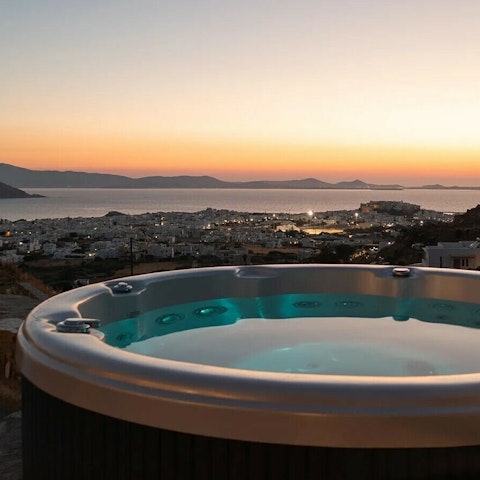 Enjoy a sunset soak in the private hot tub