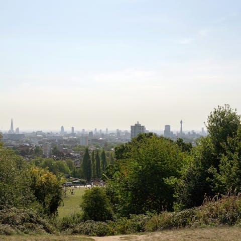 Enjoy views of the London skyline from Hampstead Heath, 3 miles away