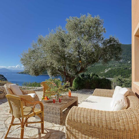 Sip a refreshing drink on the stone patio