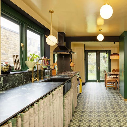 Whip up delicious family meals in the sleek kitchen