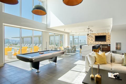 Challenge your neighbours to a game of billiards in the shared lounge