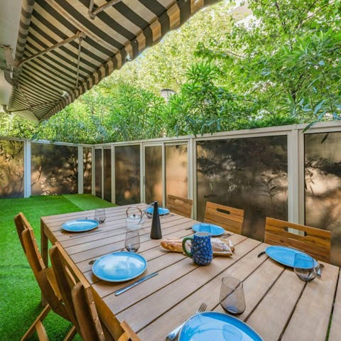 Dine on the private terrace in the evening