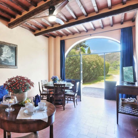 Take in the beautiful views of the grounds from the living room