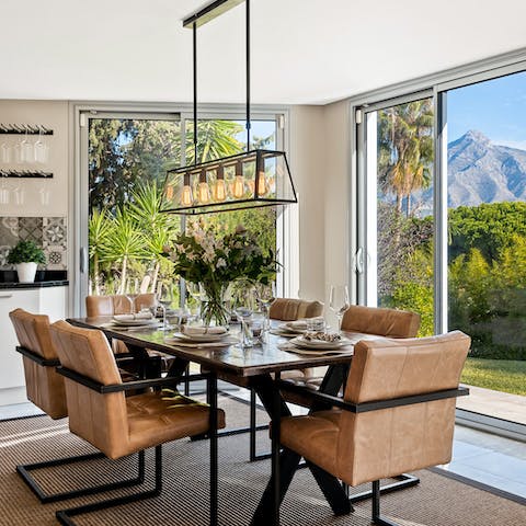 Soak up breath-taking mountain views through the French doors