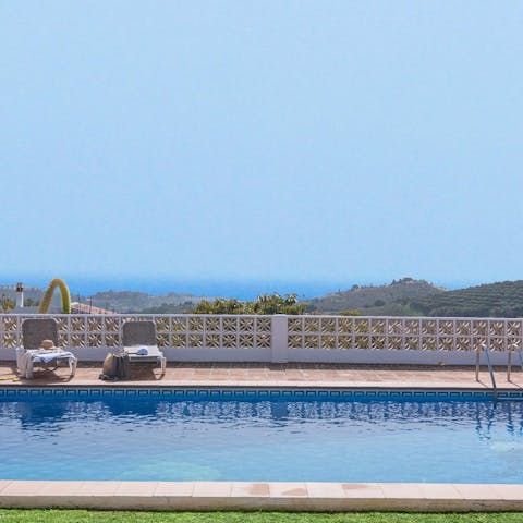 Gaze out towards the sea from the pool and terrace