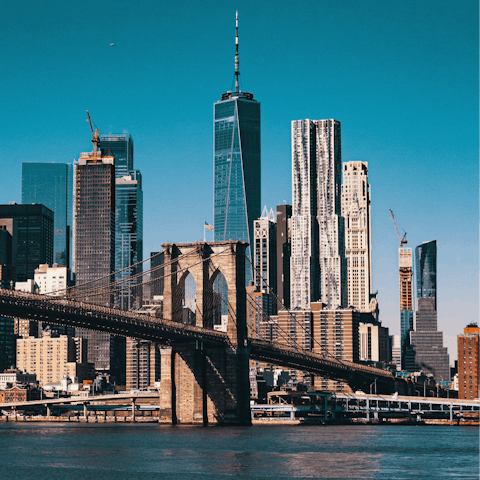 Catch glorious views  of the city skyline from the iconic Brooklyn Bridge