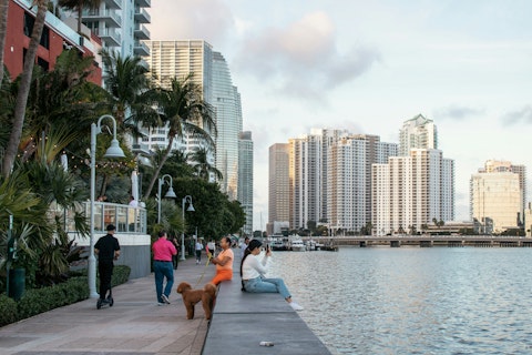 Stroll across the bridge to Brickell Key for waterfront dining