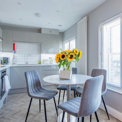 Serve up something tasty in the light-filled dining area