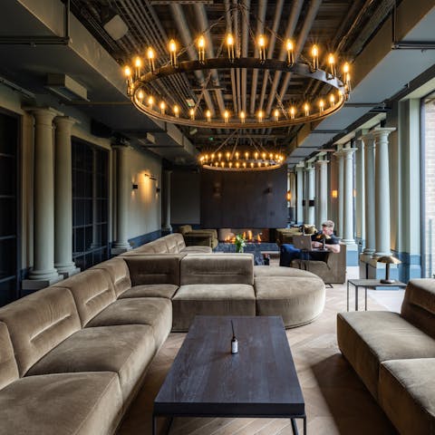 Catch up on work in the chic communal space