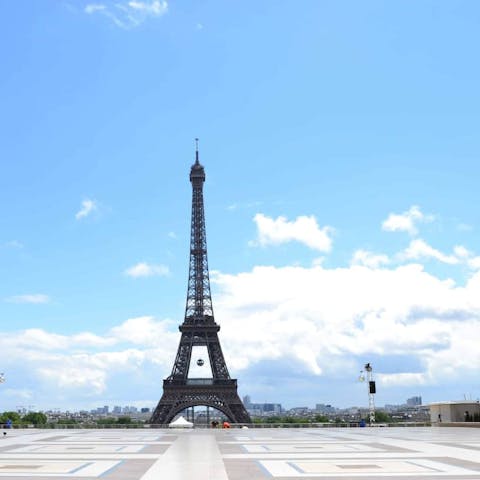 Visit the iconic Eiffel Tower, just a twenty-minute walk away