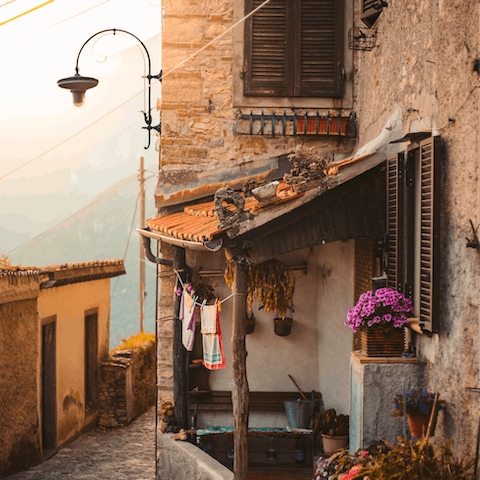 Enjoy the steep walk to Montegonzi for an authentic meal, 1 kilometre away
